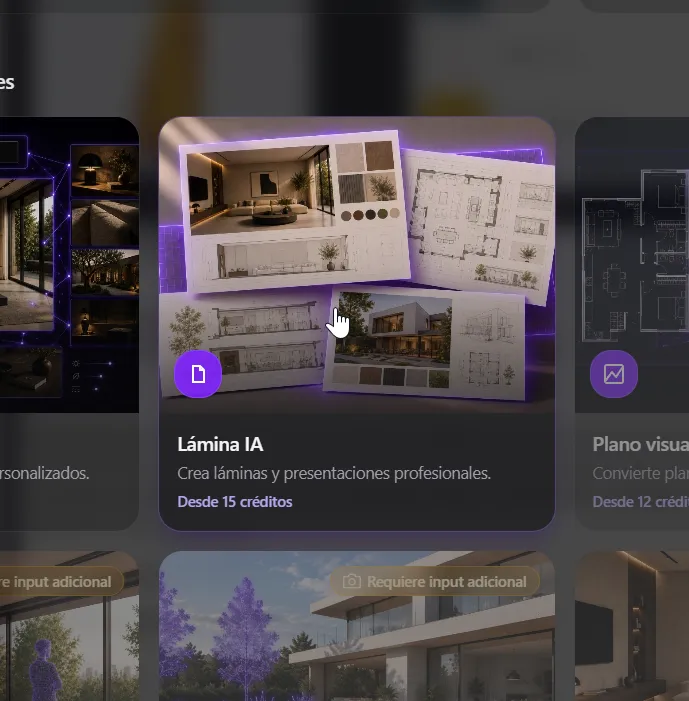 Láminas IA (arquitectura, interiorismo y producto) — paso 2